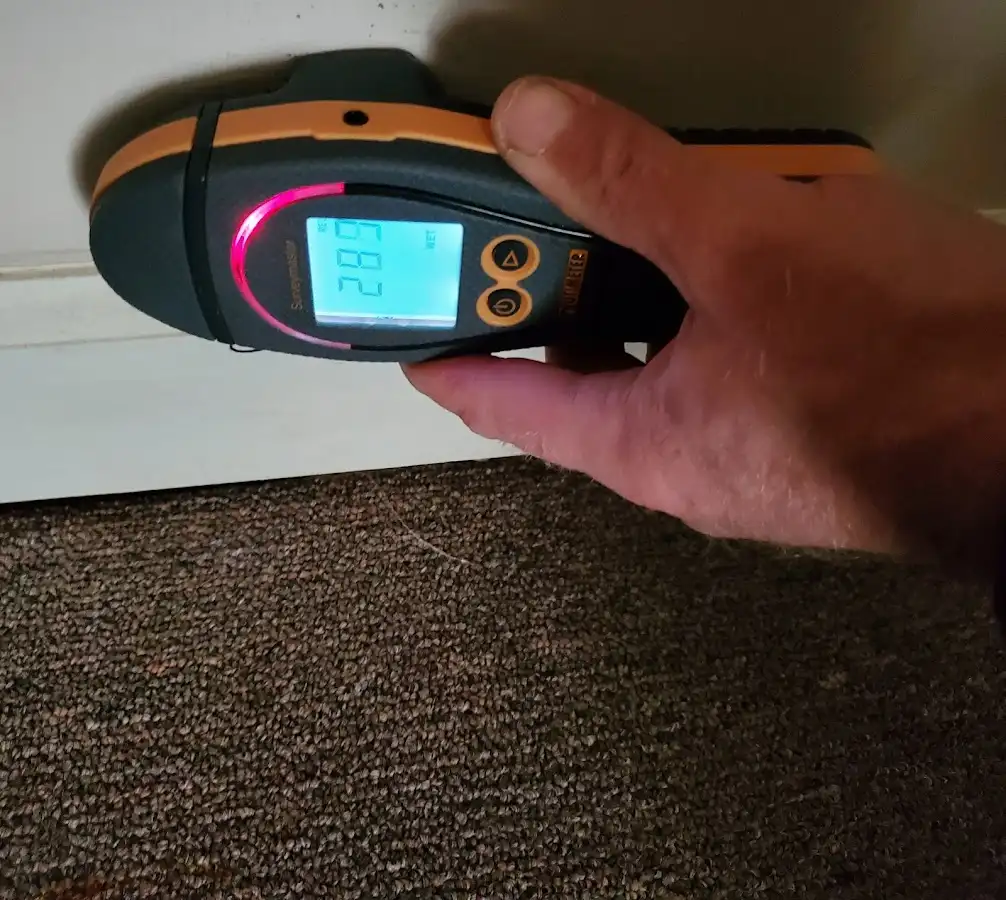 Moisture detection at baseboard during Sewage Cleanup & Sanitation in Republic